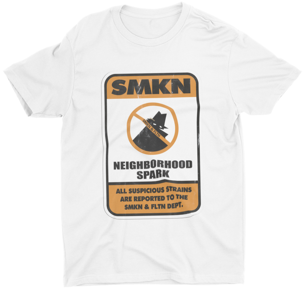 Get fresh with our SMKN SPARK Graphic White Tee.  Short Sleeve. Sideseamed. Retail fit. Unisex sizing. Shoulder taping.  100% Airlume combed and ring-spun cotton.  DRY CLEAN or HAND WASH.