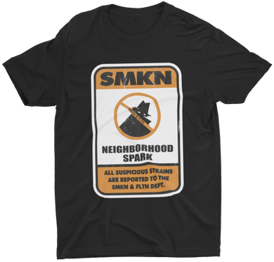 Get fresh with our SMKN SPARK Graphic Black Tee.  Short Sleeve. Sideseamed. Retail fit. Unisex sizing. Shoulder taping.  100% Airlume combed and ring-spun cotton.  DRY CLEAN or HAND WASH.