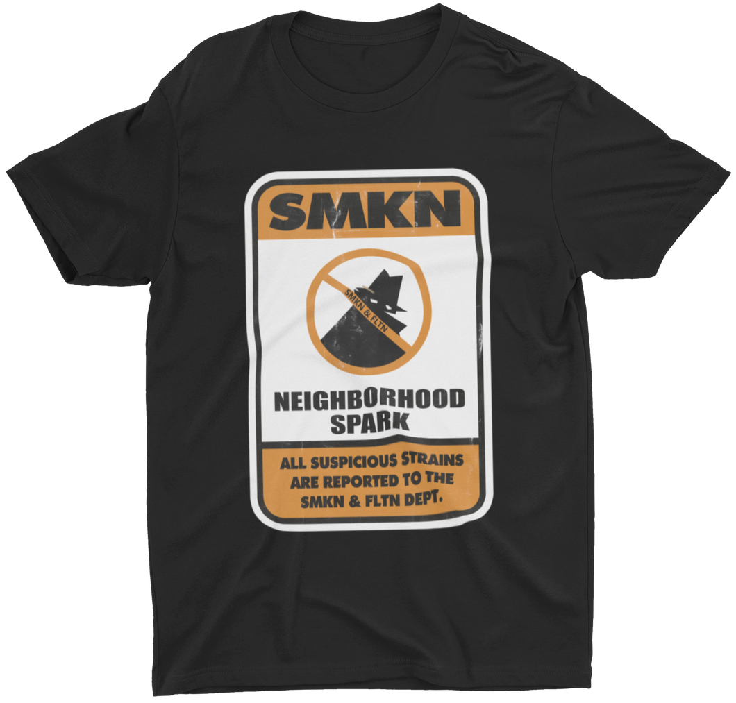 Get fresh with our SMKN SPARK Graphic Black Tee.  Short Sleeve. Sideseamed. Retail fit. Unisex sizing. Shoulder taping.  100% Airlume combed and ring-spun cotton.  DRY CLEAN or HAND WASH.